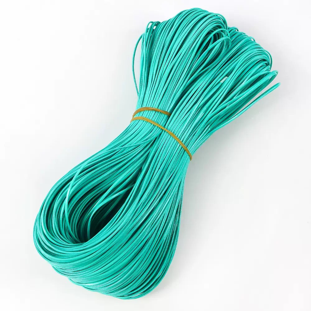 Flat shiny leather cord.