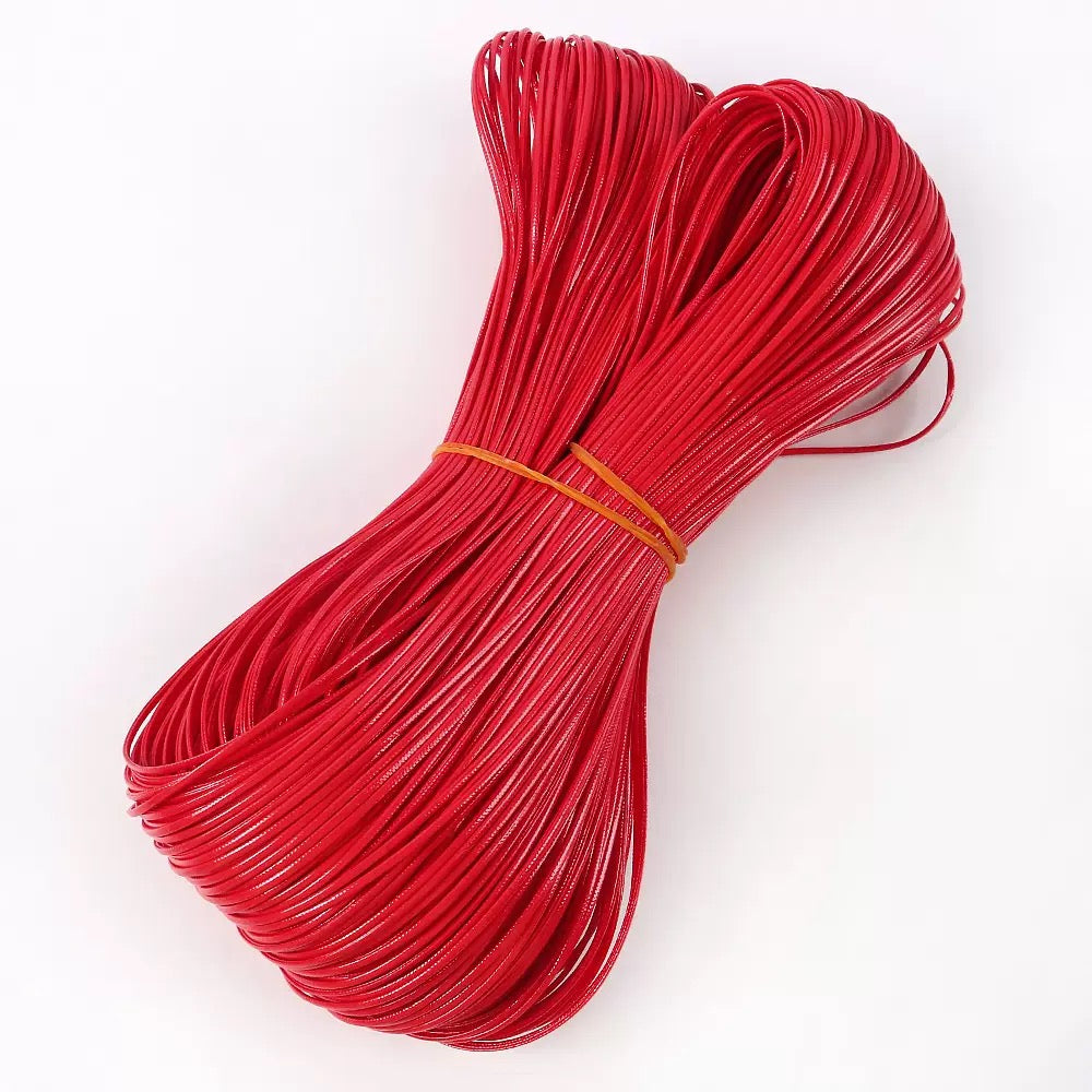 Flat shiny leather cord.