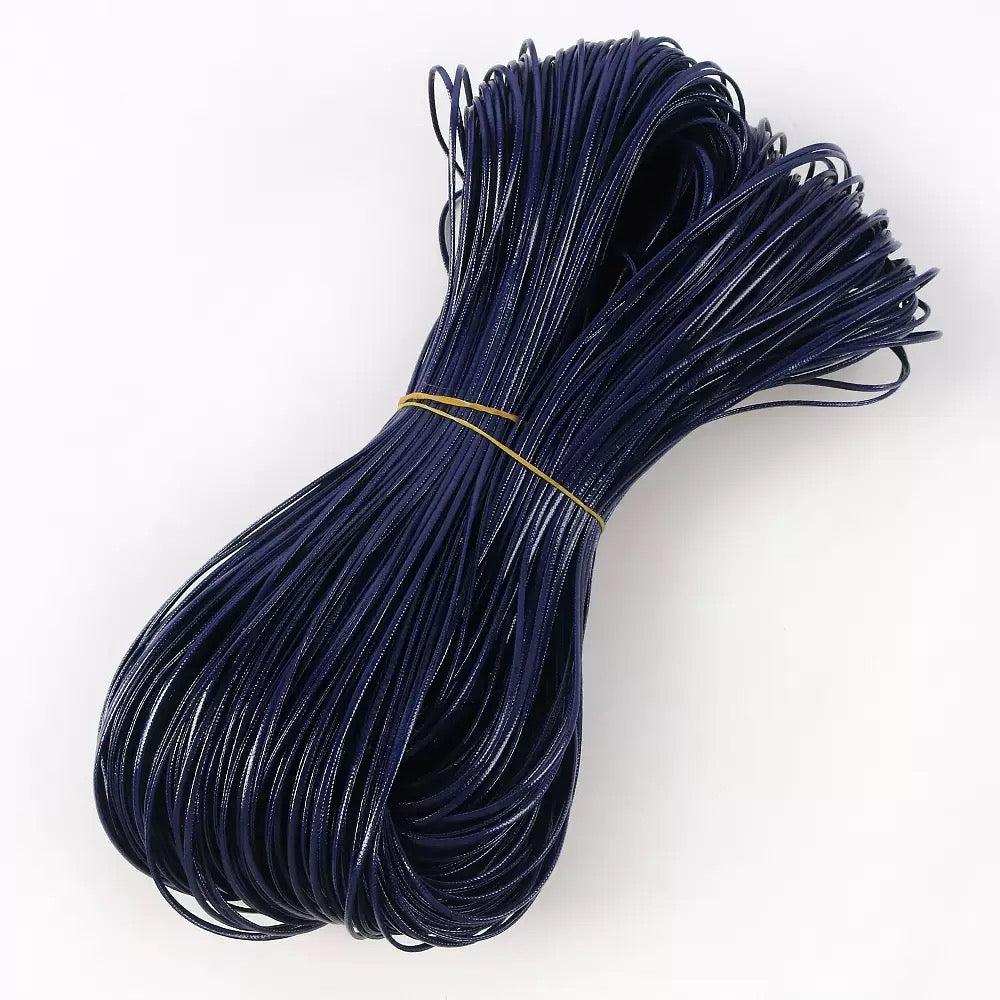 Flat shiny leather cord.