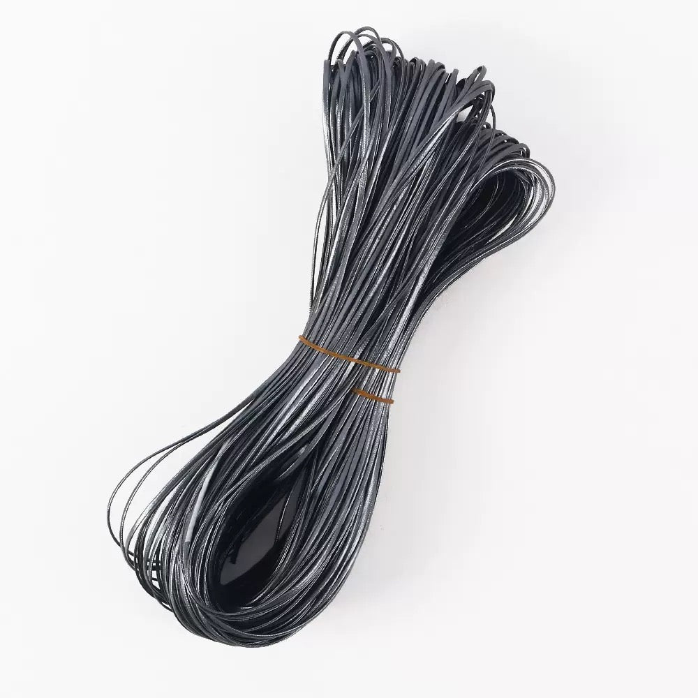 Flat shiny leather cord.