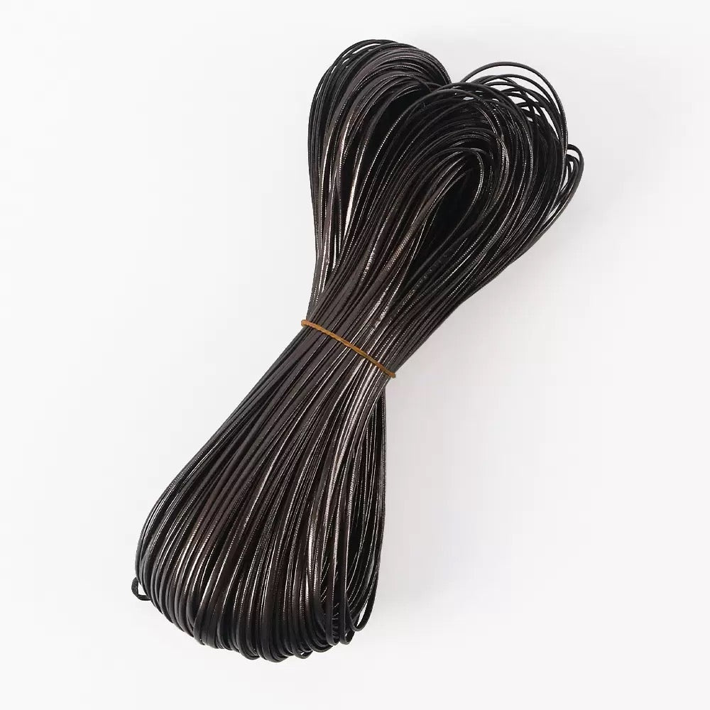 Flat shiny leather cord.
