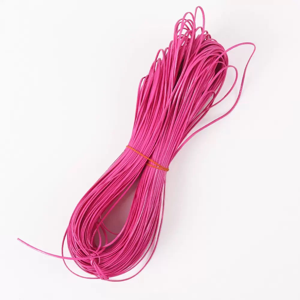 Flat shiny leather cord.